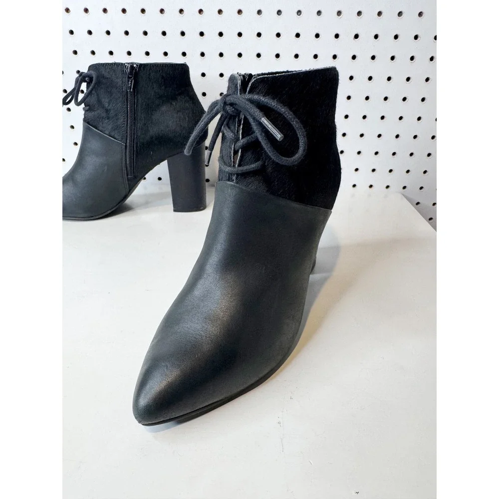 Seychelles by Corey Lynn Calter | Black Leather Calf Hair Pointed Toe‎ Booties